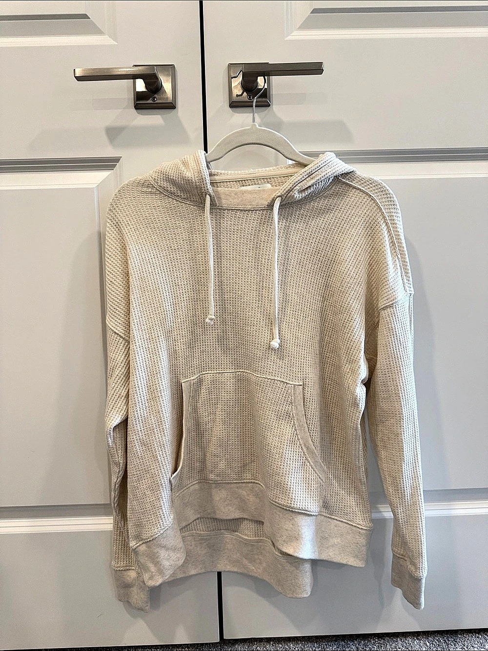 Aerie Cozy Waffle Hoodie Waffle Knit Cream XS